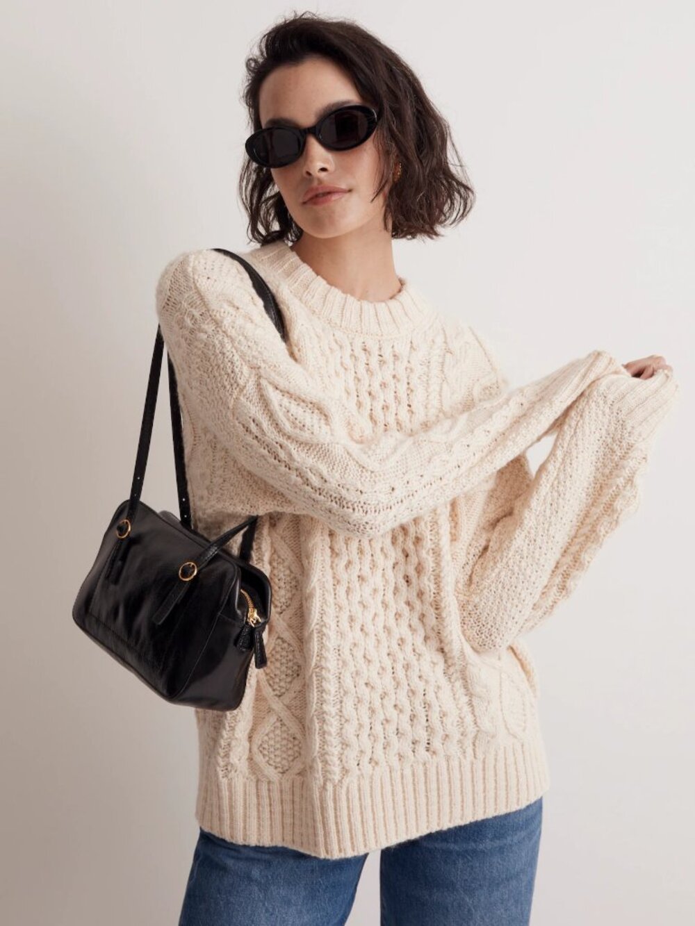 Madewell Cable-Knit Oversized Sweater – Size XXS